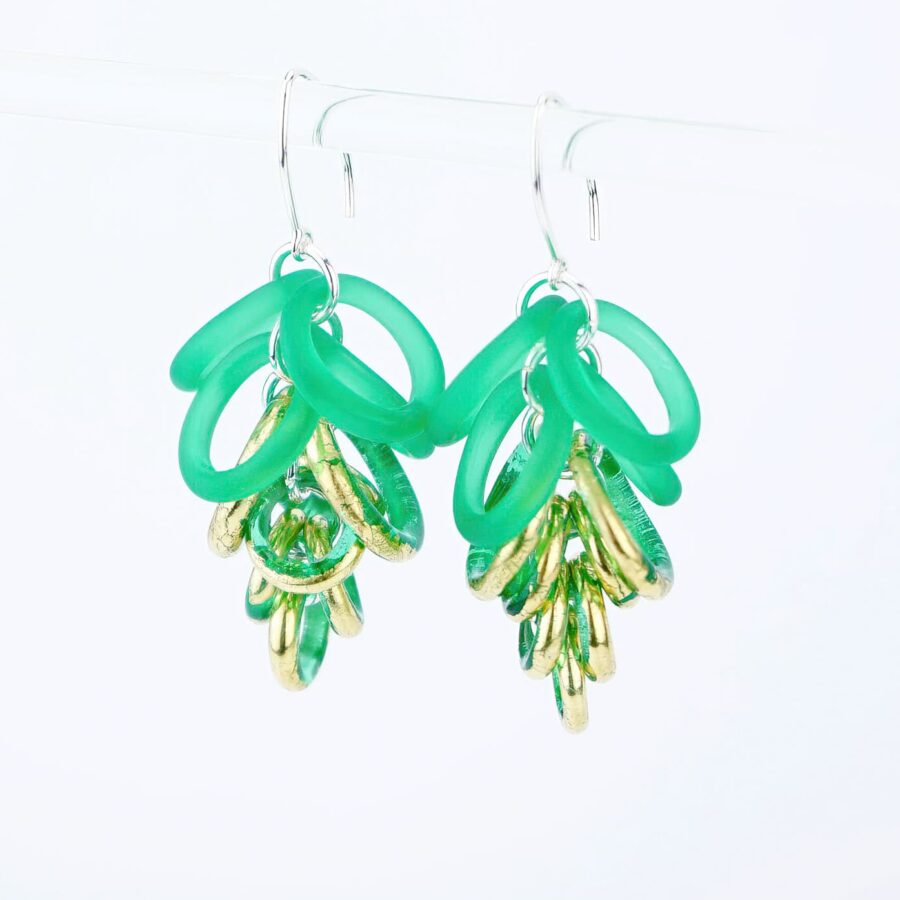 HOOPS EARRINGS |bright green|gold|