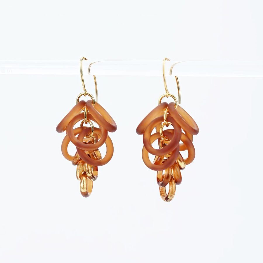 HOOPS EARRINGS |amber with gold|