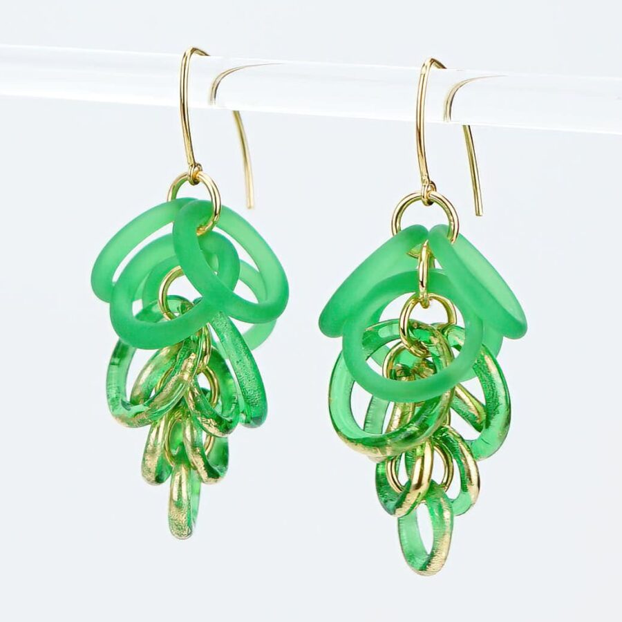 HOOPS EARRINGS |green with gold|