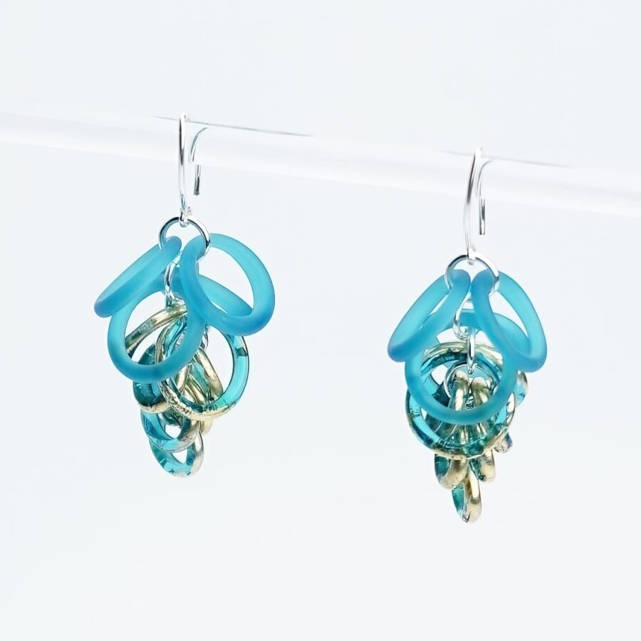 HOOPS EARRINGS |teal|gold|