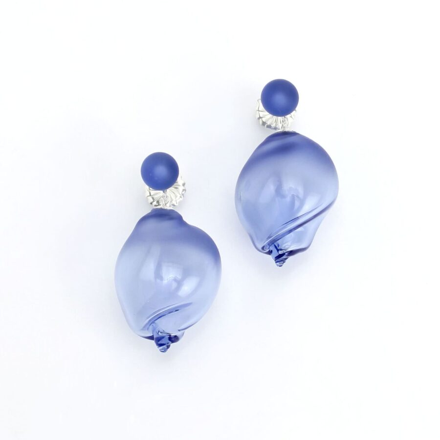 CURVED LINE EARRINGS |dark blue with blue|