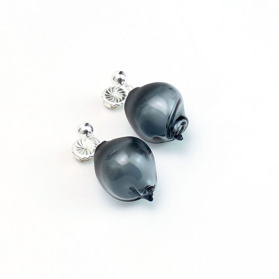 CURVED LINE EARRINGS |dark grey|