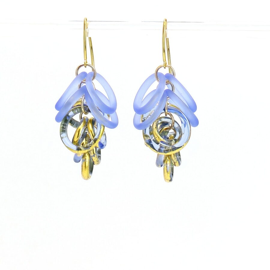 HOOPS EARRINGS |dark blue with gold|