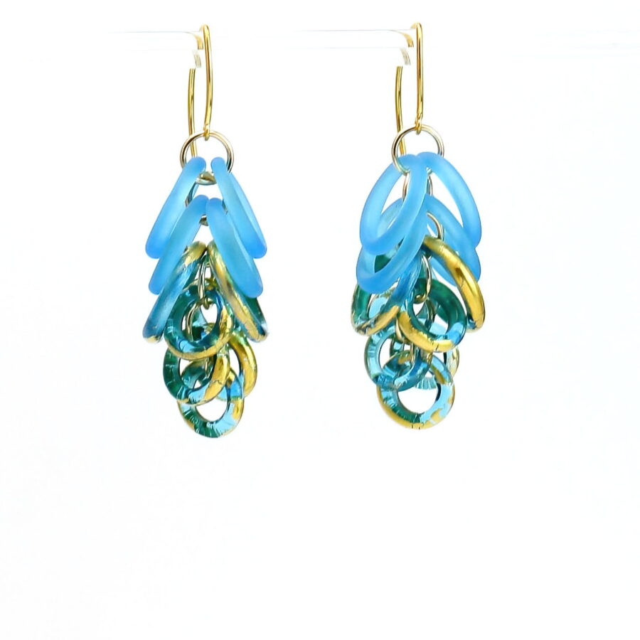 HOOPS EARRINGS |aqua with gold|