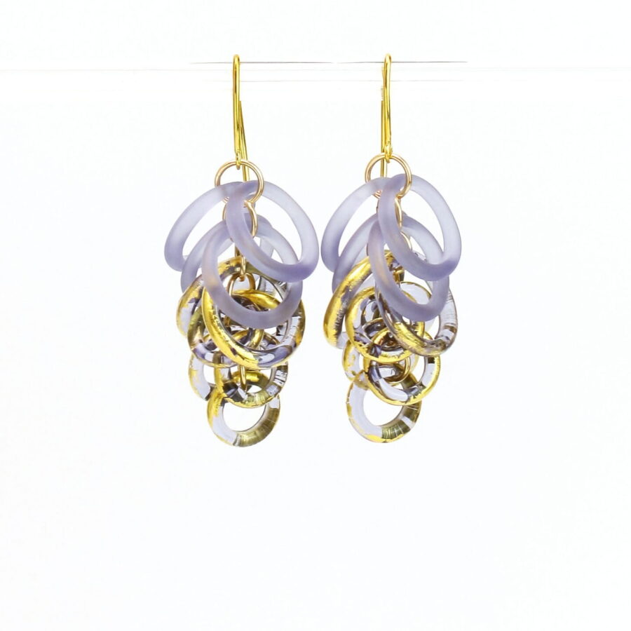 HOOPS EARRINGS |purple with gold|