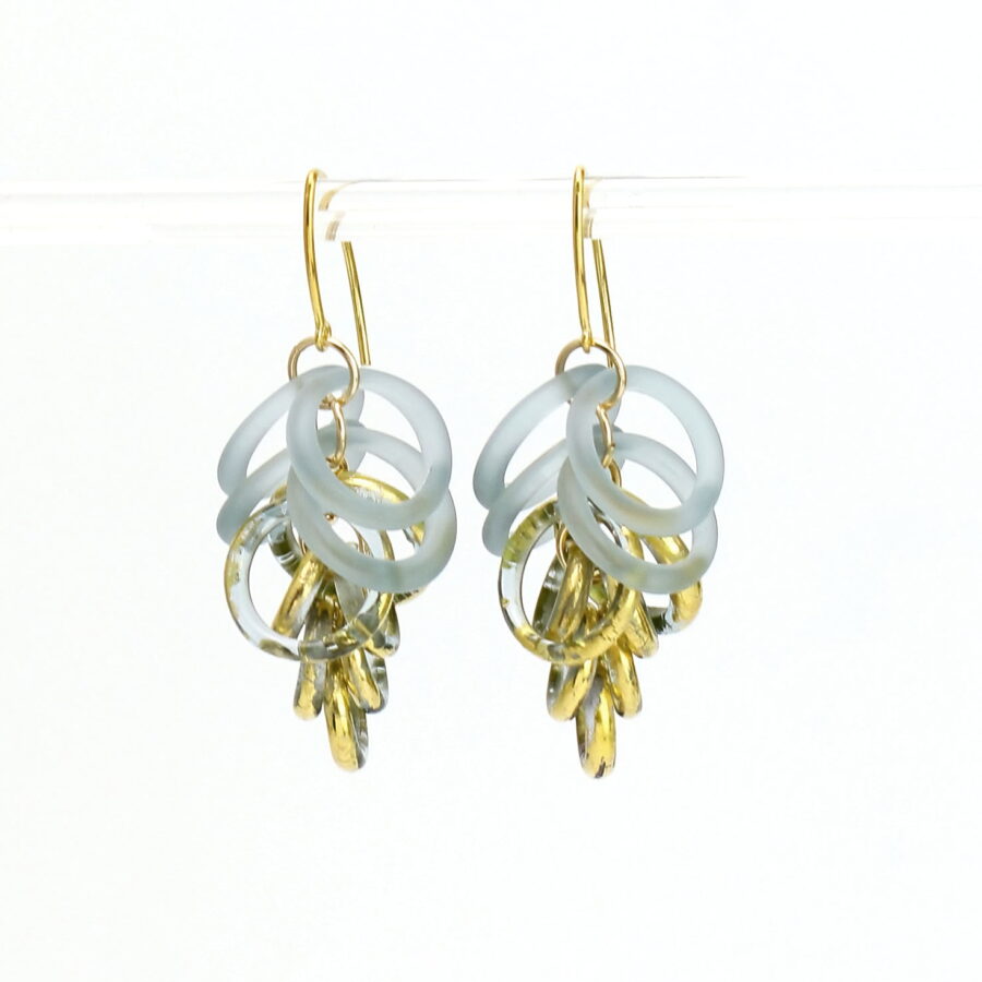 HOOPS EARRINGS |grey with gold|