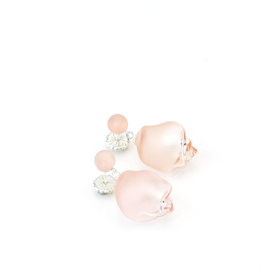 CURVED LINE EARRINGS |rose with rose|