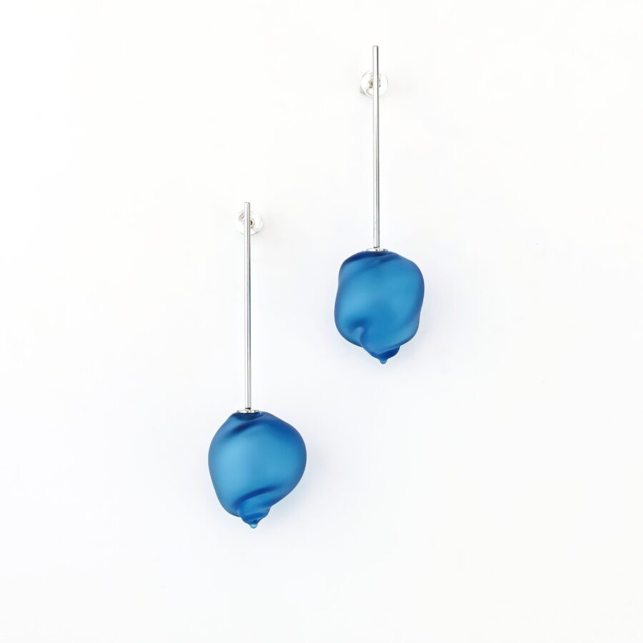 CURVED LINE EARRINGS |teal| stick drop|