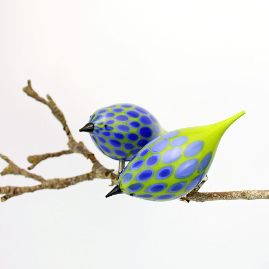 Green Blue Dots Clip on Bird DECORATION