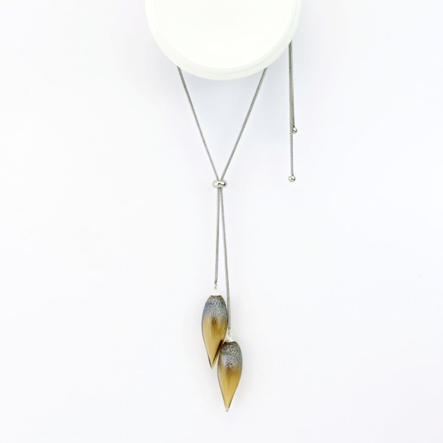 | brown | SILVER DUST GIRASOLE LARIAT NECKLACE