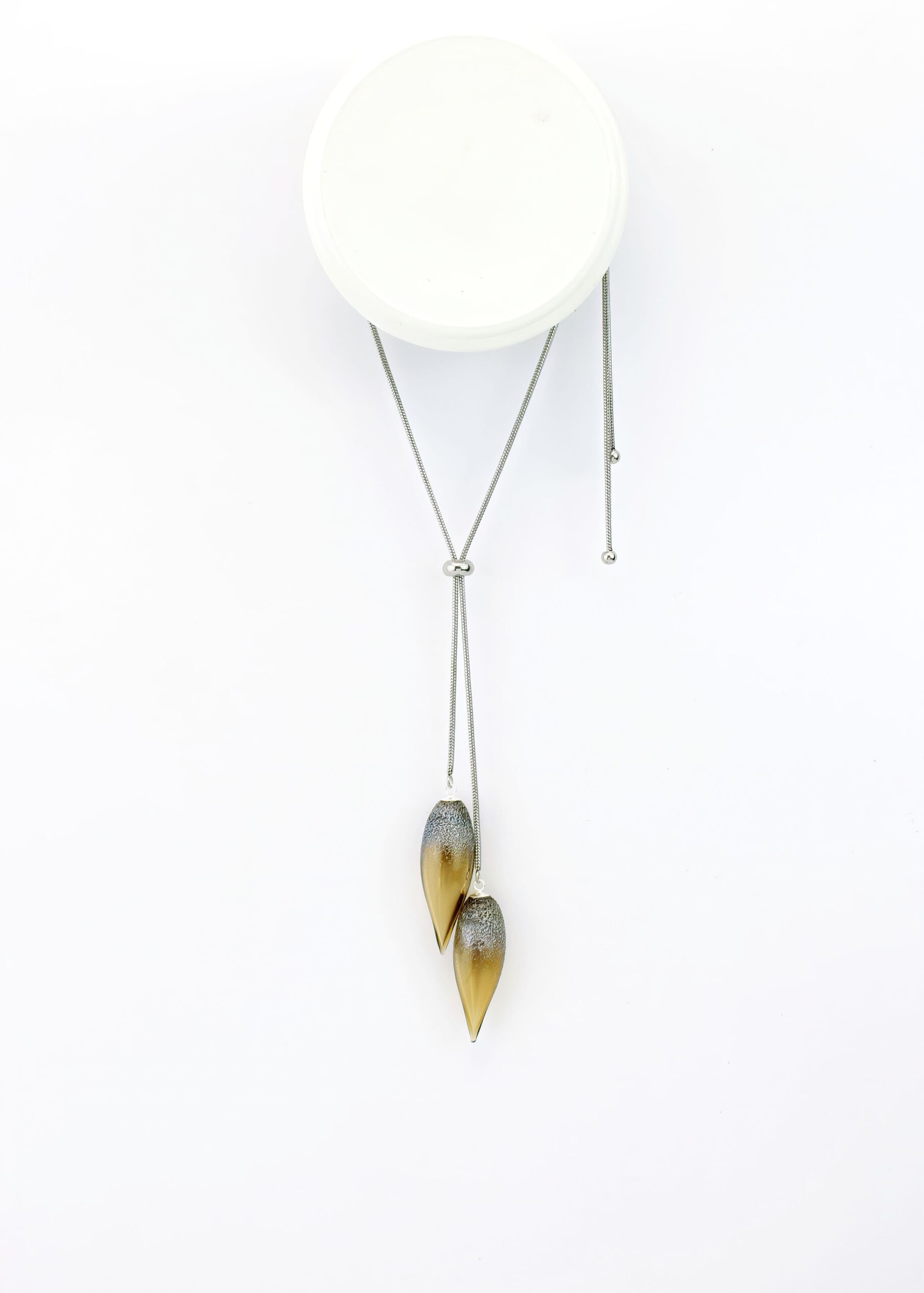 | brown | SILVER DUST GIRASOLE LARIAT NECKLACE