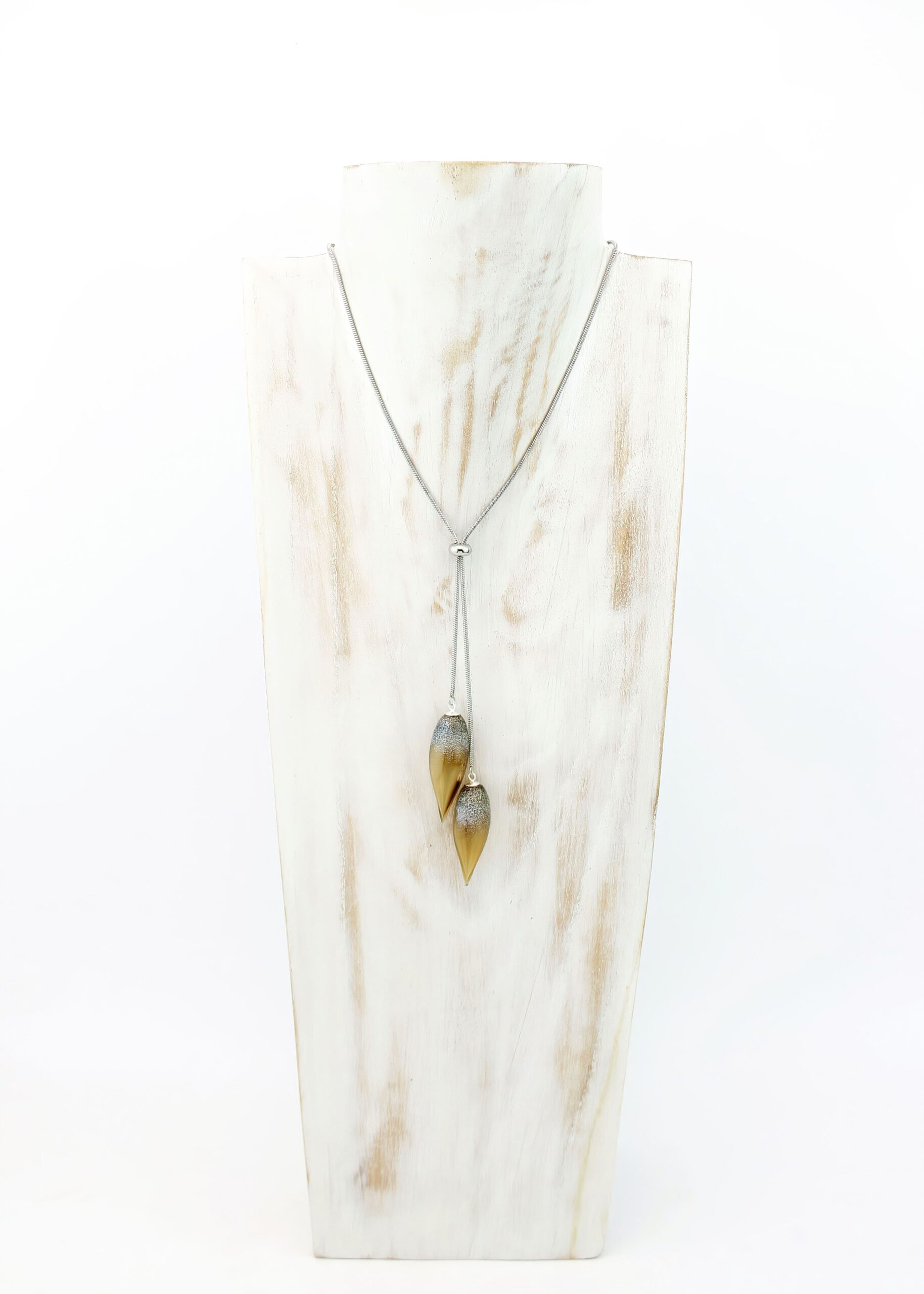 | brown | SILVER DUST GIRASOLE LARIAT NECKLACE - Image 2