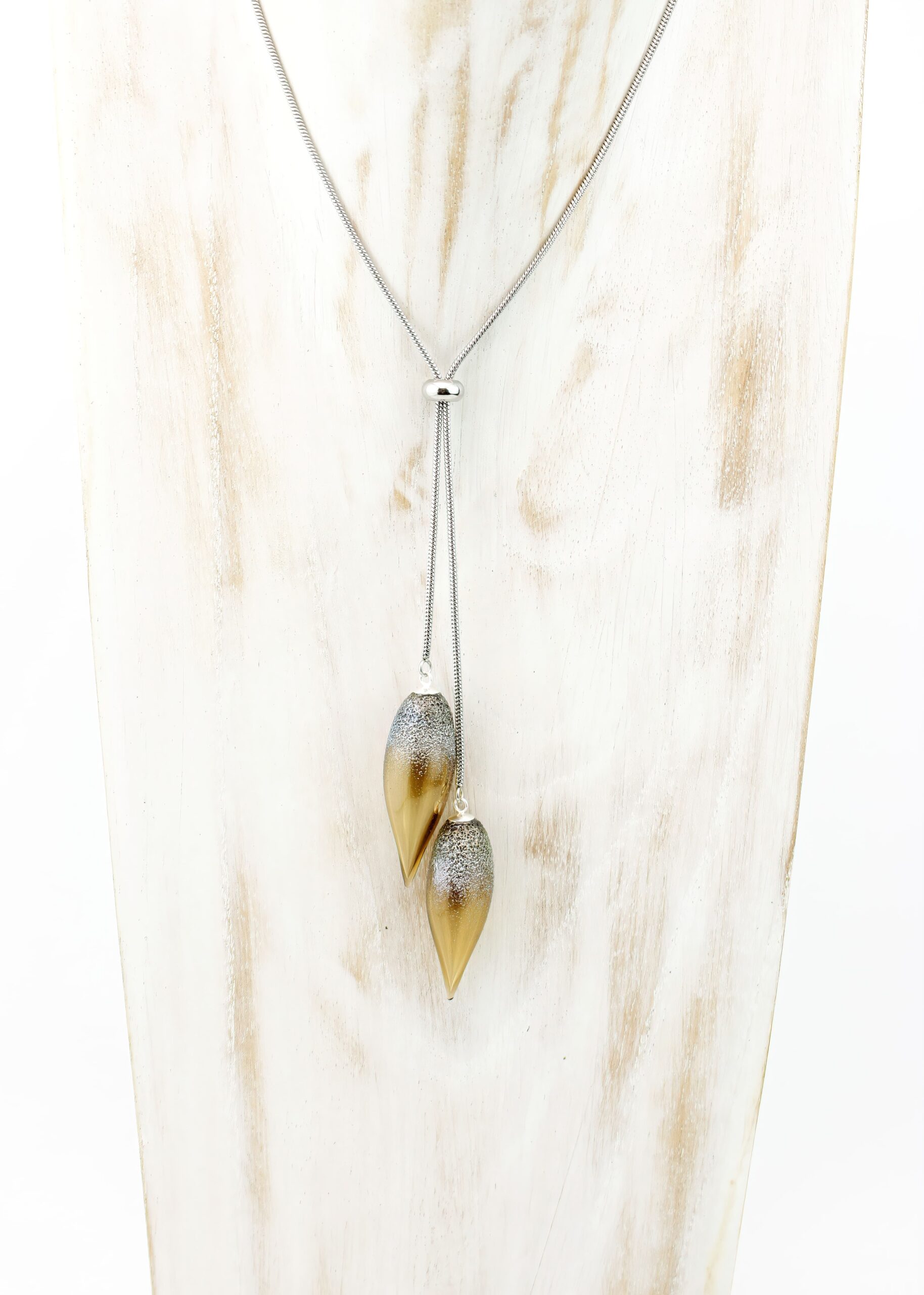 | brown | SILVER DUST GIRASOLE LARIAT NECKLACE - Image 3